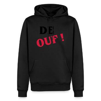 De ouf ! - Sweat à capuche Premium bio Homme - noir - Devant - Nico (187cm)