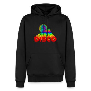 Disko - Männer Premium Bio Hoodie - Schwarz - Vorne - Nico (187cm)
