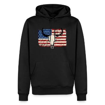 Buffalo Skull - USA Flag - Vintage Look - Sweat à capuche Premium bio Homme - noir - Devant - Nico (187cm)
