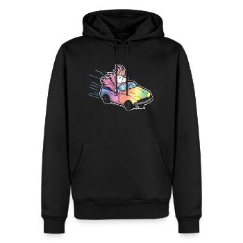 Lustiges Einhorn Auto Geschenk Führerschein Comic - Männer Premium Bio Hoodie - Schwarz - Vorne - Nico (187cm)