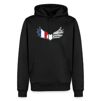 Drapeaux France et Bretagne Français et Breton - Sweat à capuche Premium bio Homme - noir - Devant - Nico (187cm)