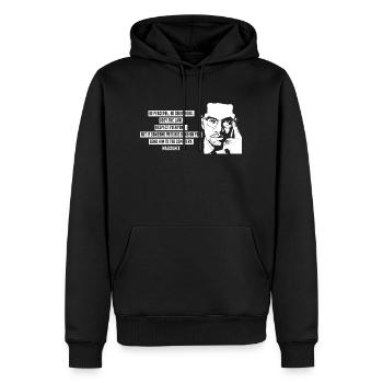 Malcolm X - Men’s Premium Organic Hoodie - black - Front - Nico (187cm)