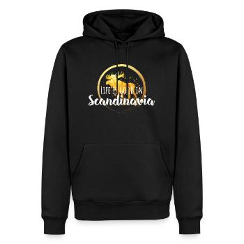 Cooler Elch Schweden - Männer Premium Bio Hoodie - Schwarz - Vorne - Nico (187cm)