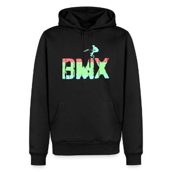 bmx - Sweat à capuche Premium bio Homme - noir - Devant - Nico (187cm)