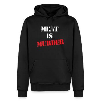 Meat is Murder Vegan Veggie Vegetarier Plant Based - Sweat à capuche Premium bio Homme - noir - Devant - Nico (187cm)
