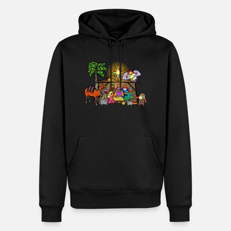 Weihnachtskrippe - Männer Premium Bio Hoodie - Schwarz