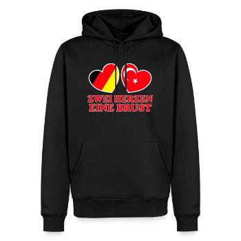 Zwei Herzen eine Brust Deutschland Türkei - Männer Premium Bio Hoodie - Schwarz - Vorne - Nico (187cm)