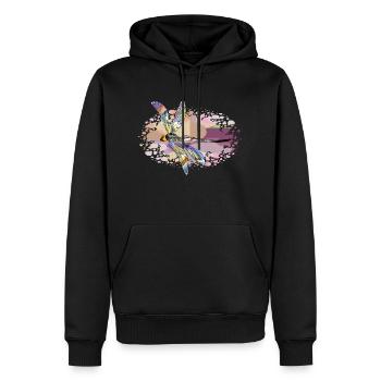 Libellule - Sweat à capuche Premium bio Homme - noir - Devant - Nico (187cm)