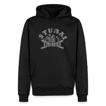 Stubai(tal) statt Dubai - Skifahren Berge Winter - Männer Premium Bio Hoodie - Schwarz - Vorne - Nico (187cm)