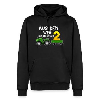 aus dem weg ich bin schon 2 Traktor Jungen 2 Jahre - Männer Premium Bio Hoodie - Schwarz - Vorne - Nico (187cm)