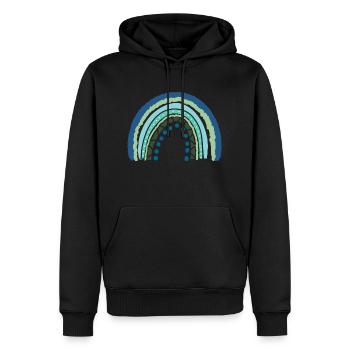 Blau Grüner Regenbogen mit Punkten - Männer Premium Bio Hoodie - Schwarz - Vorne - Nico (187cm)