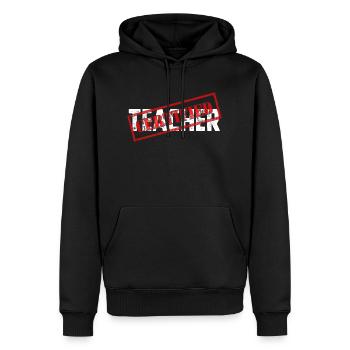 Teacher - Sweat à capuche Premium bio Homme - noir - Devant - Nico (187cm)