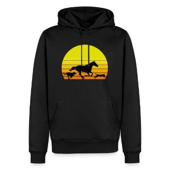 chien cheval chat soleil - Sweat à capuche Premium bio Homme - noir - Devant - Nico (187cm)