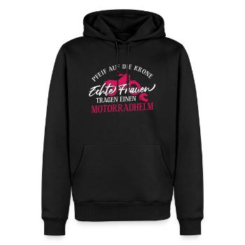 Pfeif auf die Krone echte Frauen tragen einen Moto - Männer Premium Bio Hoodie - Schwarz - Vorne - Nico (187cm)