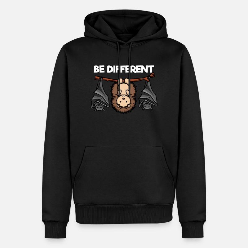 Be Different Igel und Fledermäuse - Männer Premium Bio Hoodie - Schwarz