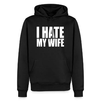 Je déteste ma femme - Sweat à capuche Premium bio Homme - noir - Devant - Nico (187cm)