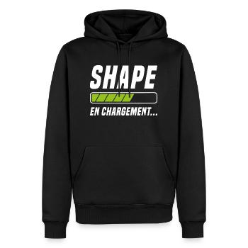 shape en chargement cadeau blague muscu humour - Sweat à capuche Premium bio Homme - noir - Devant - Nico (187cm)