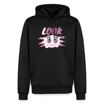 Süßer Kawaii Axolotl Anime, der Axolotls liebt - Männer Premium Bio Hoodie - Schwarz - Vorne - Nico (187cm)