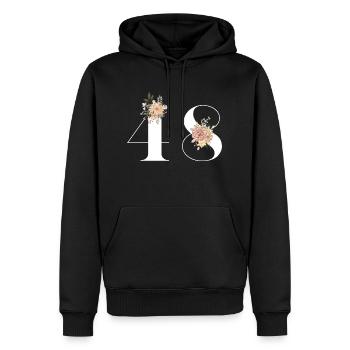 Blumen zum 48-jährigen Jubiläum (Geschenk von 48 Jahren) - Männer Premium Bio Hoodie - Schwarz - Vorne - Nico (187cm)