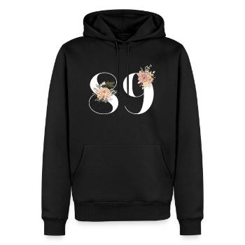 Blumen zum 89-jährigen Jubiläum (Geschenk von 89 Jahren) - Männer Premium Bio Hoodie - Schwarz - Vorne - Nico (187cm)
