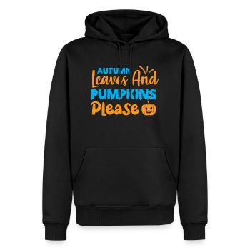 Autumn leaves and pumpkins please - halloween - Sweat à capuche Premium bio Homme - noir - Devant - Nico (187cm)