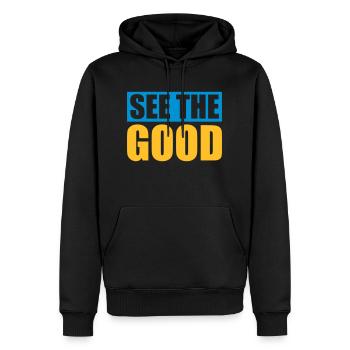 voir la bonne citation - Sweat à capuche Premium bio Homme - noir - Devant - Nico (187cm)