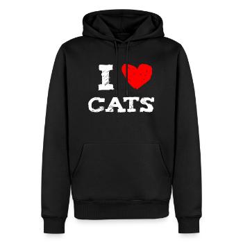 I love cats with red heart. perfect for cat mom - Sweat à capuche Premium bio Homme - noir - Devant - Nico (187cm)