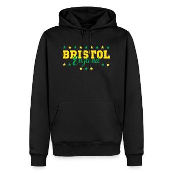 Bristol - Männer Premium Bio Hoodie - Schwarz - Vorne - Nico (187cm)
