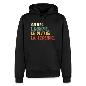 Adam l homme le mythe la légende - Sweat à capuche Premium bio Homme - noir - Devant - Nico (187cm)
