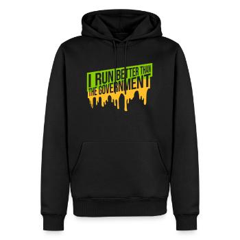 run better than government - Männer Premium Bio Hoodie - Schwarz - Vorne - Nico (187cm)