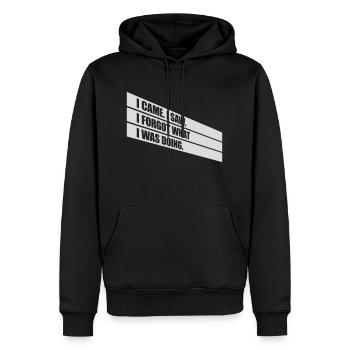 I came saw forget - Männer Premium Bio Hoodie - Schwarz - Vorne - Nico (187cm)
