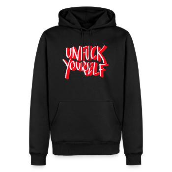 unfuck yourself - Männer Premium Bio Hoodie - Schwarz - Vorne - Nico (187cm)