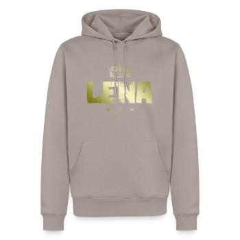 Lena - Sweat à capuche Premium bio Homme - taupe - Devant - Nico (187cm)