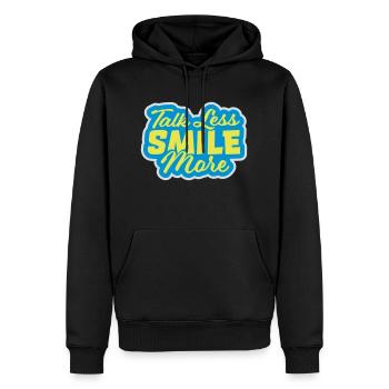 talk less smile more - Men’s Premium Organic Hoodie - black - Front - Nico (187cm)