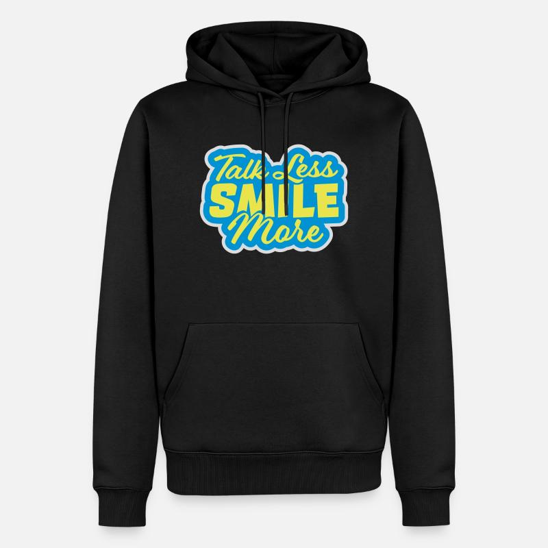 parler moins sourire plus - Sweat à capuche Premium bio Homme - noir