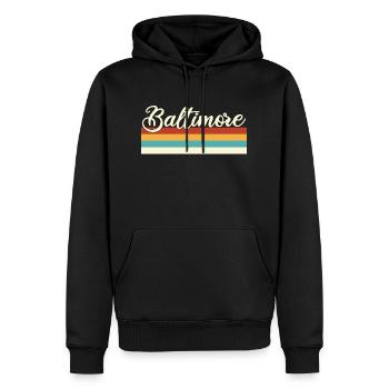 Baltimore - Maryland - Rétro - Vintage - États-Unis - Sweat à capuche Premium bio Homme - noir - Devant - Nico (187cm)
