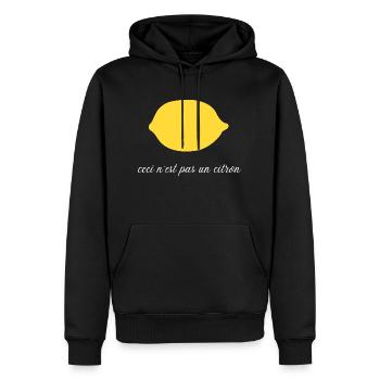 Ceci n'est pas un citron - humour - Sweat à capuche Premium bio Homme - noir - Devant - Nico (187cm)