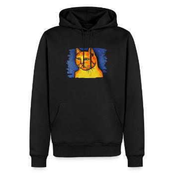 Orange Katze - Männer Premium Bio Hoodie - Schwarz - Vorne - Nico (187cm)
