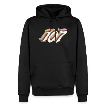 107th anniversary vintage - Men’s Premium Organic Hoodie - black - Front - Nico (187cm)