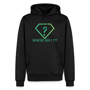 Where AM I - Männer Premium Bio Hoodie - Schwarz - Vorne - Nico (187cm)