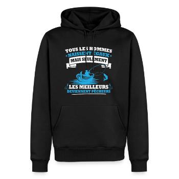Les meilleurs deviennent pêcheurs - Sweat à capuche Premium bio Homme - noir - Devant - Nico (187cm)