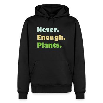 NIE GENUG PFLANZEN - Pflanzenhaus - Männer Premium Bio Hoodie - Schwarz - Vorne - Nico (187cm)