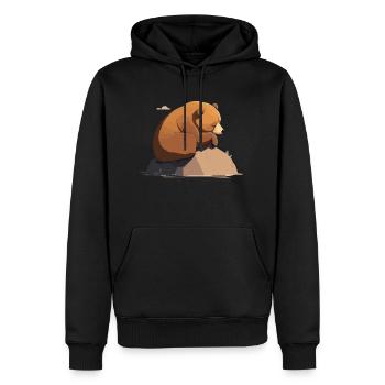 Papa ours fait sa sieste - Sweat à capuche Premium bio Homme - noir - Devant - Nico (187cm)