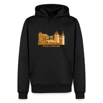 Château de Mylau Château Vogtland Saxe Reichenbach - Sweat à capuche Premium bio Homme - noir - Devant - Nico (187cm)