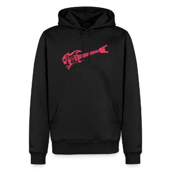 Gitarre Rot Logo - Männer Premium Bio Hoodie - Schwarz - Vorne - Nico (187cm)