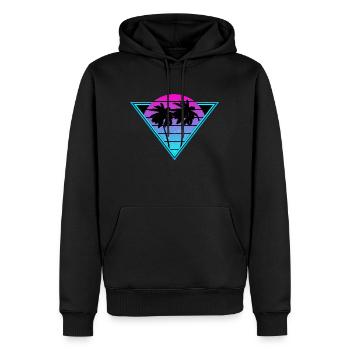 Palmiers rétro - Sweat à capuche Premium bio Homme - noir - Devant - Nico (187cm)