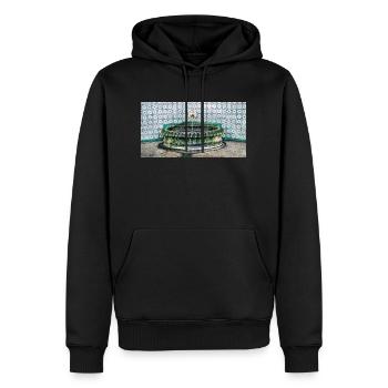 Fontaine Fonte Mourisca à Sintra, Portugal - Sweat à capuche Premium bio Homme - noir - Devant - Nico (187cm)