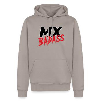 Mx Logo - Sweat à capuche Premium bio Homme - taupe - Devant - Nico (187cm)