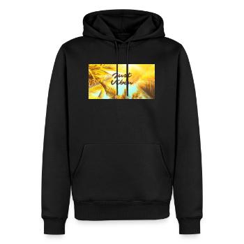 Just Vibing Outfit und Mode für Jedermann. - Männer Premium Bio Hoodie - Schwarz - Vorne - Nico (187cm)