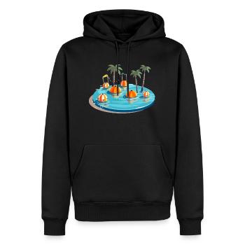 Piscine palmiers et ballons - Sweat à capuche Premium bio Homme - noir - Devant - Nico (187cm)